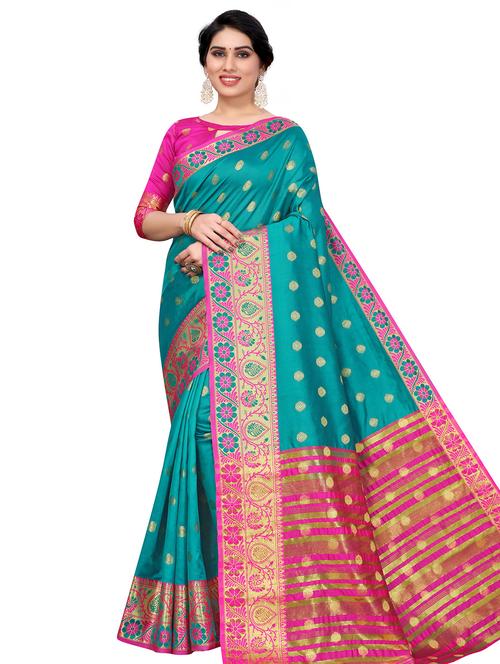 jacquard work kanjivaram saree with blouse - 18310337 - Very Small Image - 1