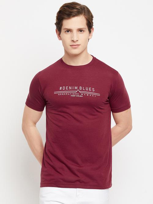 maroon chest-printed topwear - 18310945 - Very Small Image - 1