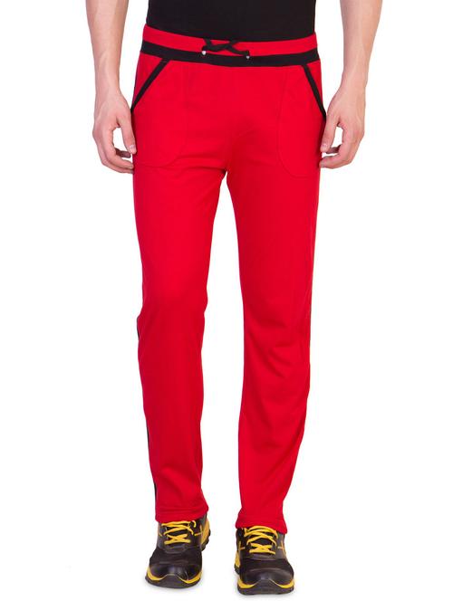 red solid full length track pant - 18311473 - Very Small Image - 1