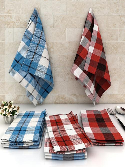 athom living checks cotton multipurpose kitchen towel/cleaning cloth 30x55cm pack of 12 - 18311507 - Very Small Image - 1