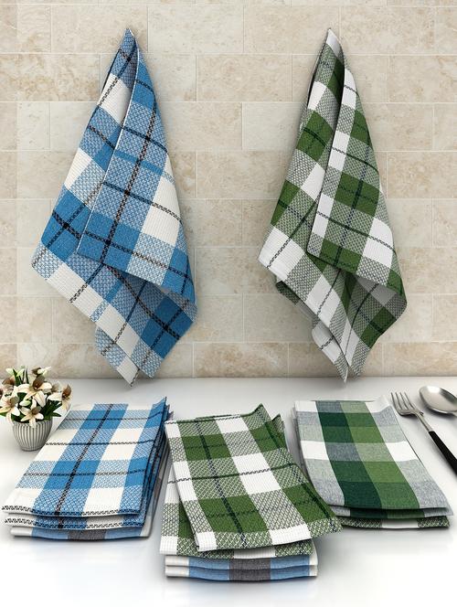 athom living checks cotton multipurpose kitchen towel/cleaning cloth 30x55cm pack of 12 - 18311508 - Very Small Image - 1