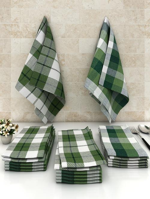 athom living checks cotton multipurpose kitchen towel/cleaning cloth 30x55cm pack of 18 - 18311512 - Very Small Image - 1