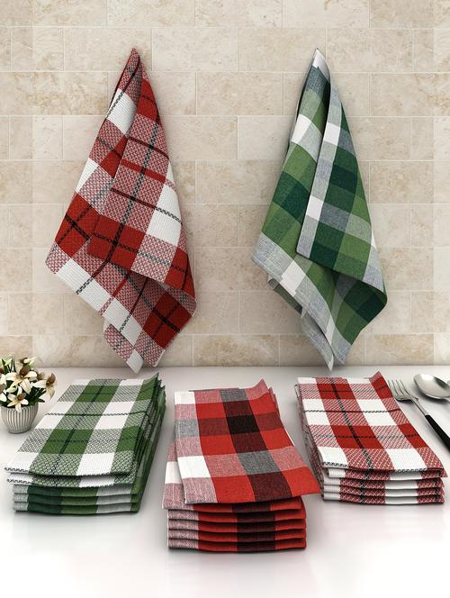 athom living checks cotton multipurpose kitchen towel/cleaning cloth 30x55cm pack of 18 - 18311517 - Very Small Image - 1