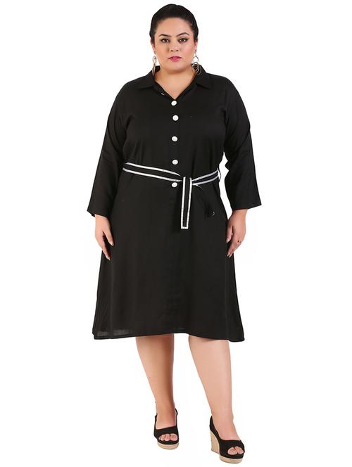 tie front solid plus dress - 18311536 - Very Small Image - 1