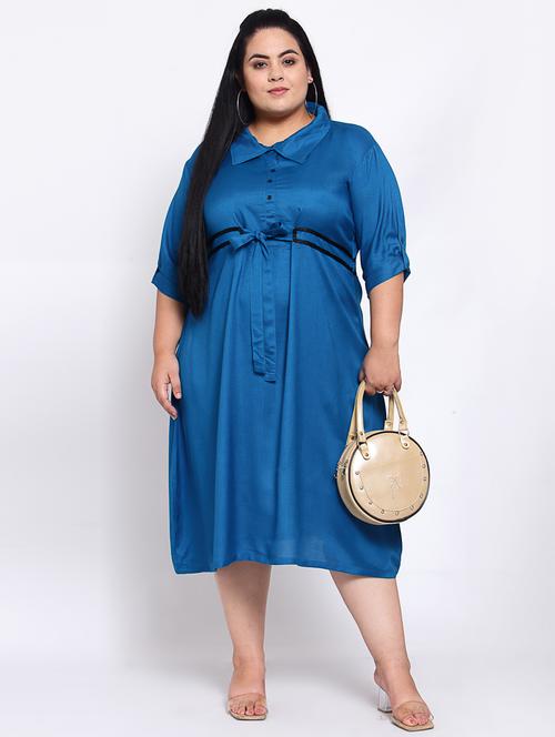 tie front solid plus dress - 18311569 - Very Small Image - 1