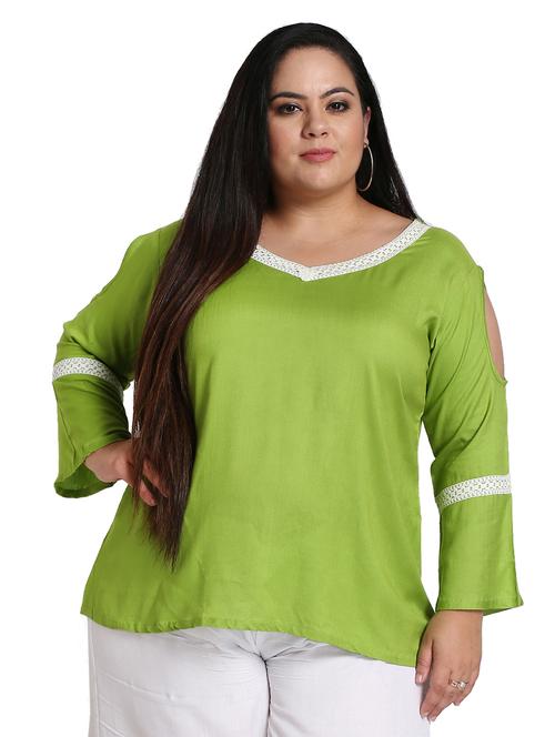 v-neck contrast detail top - 18311886 - Very Small Image - 1