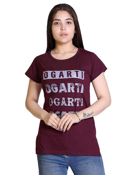 women's front print round neck t-shirt - 18312009 - Very Small Image - 1