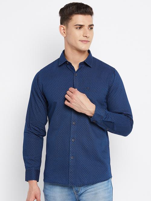 navy blue printed casual shirt - 18312048 - Very Small Image - 1