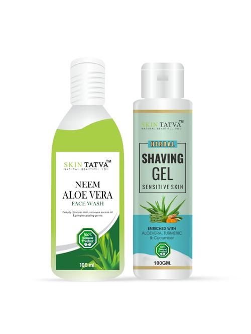 skin tatva herbal shaving gel & neem aloevera face wash combo - 18312088 - Very Small Image - 1