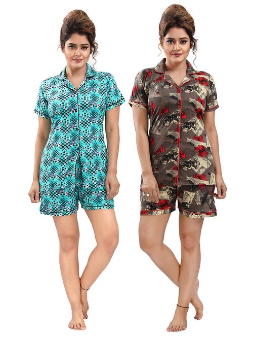 pack of 2 printed nightwear shorts set - 18312122 - Very Small Image - 1
