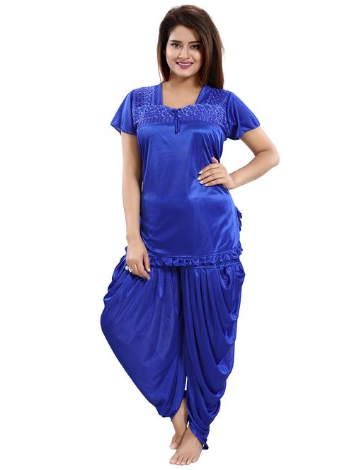 square neck solid nightwear pajama set - 18312157 - Very Small Image - 1