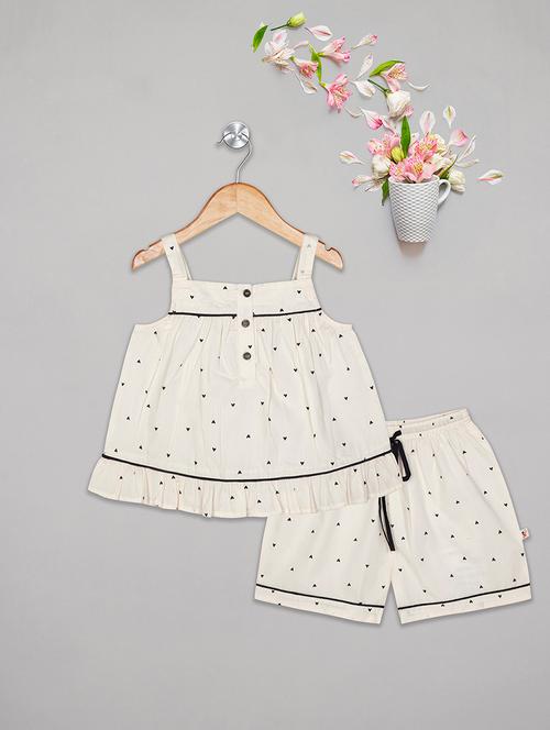 cream printed shorts set - 18312725 - Very Small Image - 1