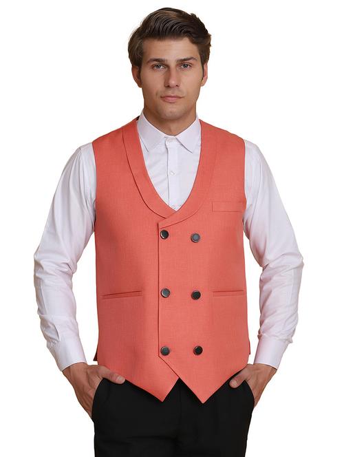 orange solid waist coat - 18312960 - Very Small Image - 1