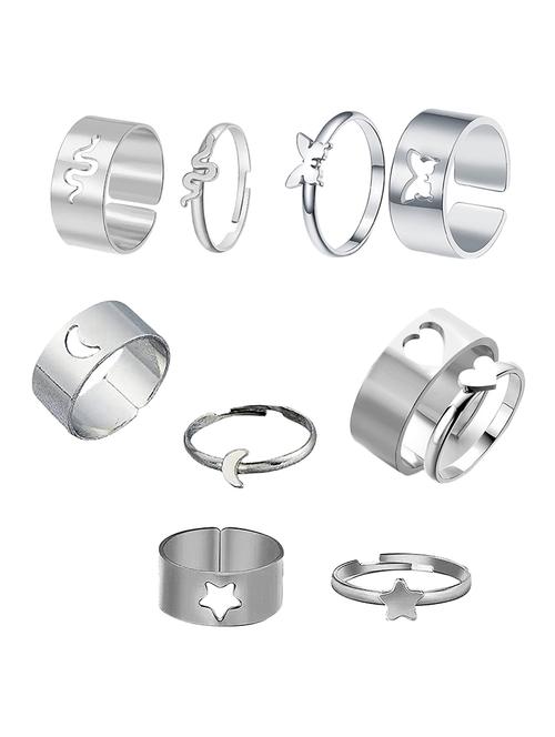 combo of 5 silver plated multi type couple ring - 18313031 - Very Small Image - 1