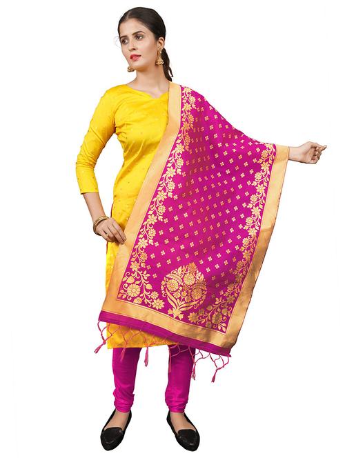 pink silk blend unstitched suit - 18313120 - Very Small Image - 1