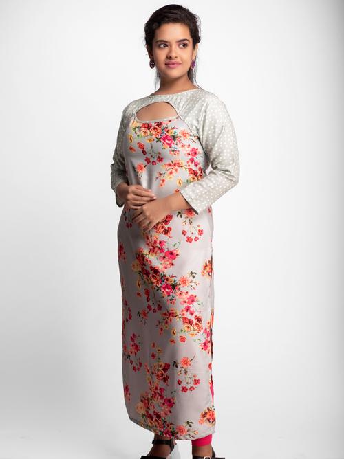 elora pista and pastel floral printed kurta - 18313476 - Very Small Image - 1