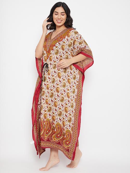 v-neck printed kaftan dress - 18313495 - Very Small Image - 1