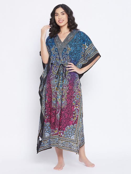 v-neck printed kaftan dress - 18313497 - Very Small Image - 1