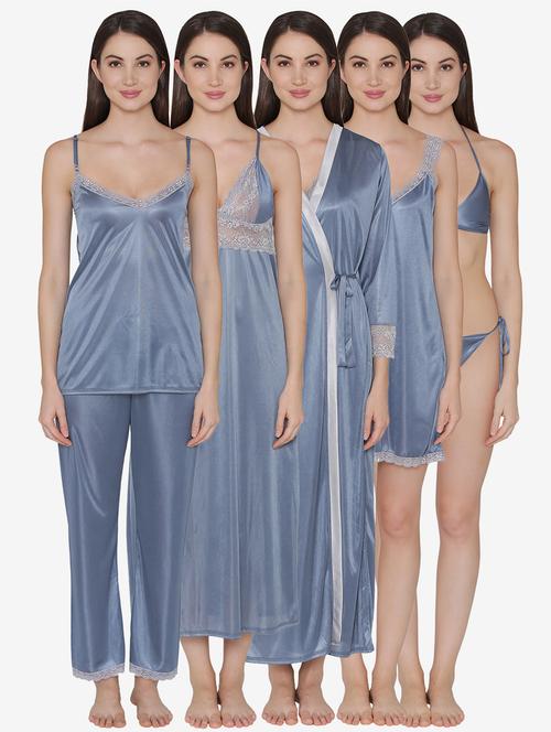 grey solid combos nightwear set - 18313611 - Very Small Image - 1