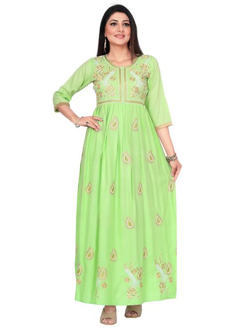 green embroidered flared gown - 18313797 - Very Small Image - 1