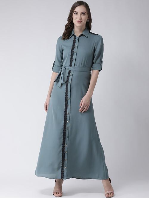 tie front solid a-line dress - 18313851 - Very Small Image - 1