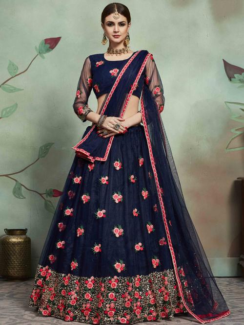 yellow embroidered flared lehenga - 18313913 - Very Small Image - 1