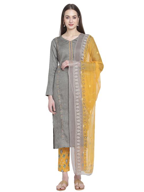 embroidered unstitched suit set - 18314211 - Very Small Image - 1