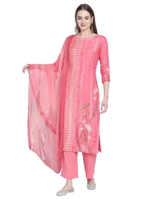 printed unstitched suit set - 18314231 - Very Small Image - 1