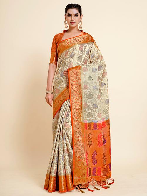 offwhite art silk kanjivaram saree - 18314248 - Very Small Image - 1