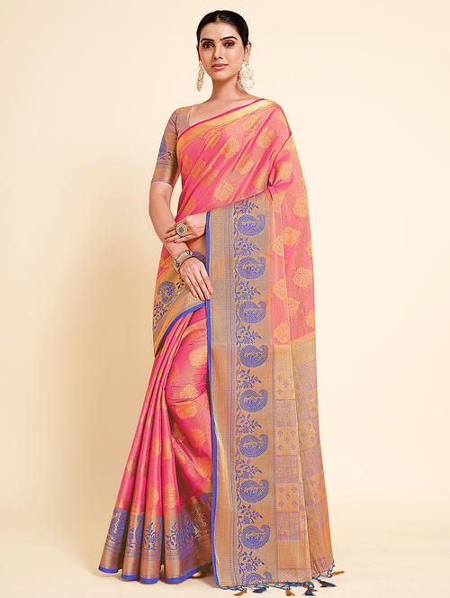 pink art silk kanjivaram saree - 18314295 - Very Small Image - 1