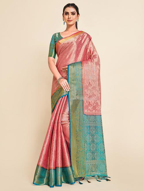 pink art silk kanjivaram saree with blouse - 18314355 - Very Small Image - 1