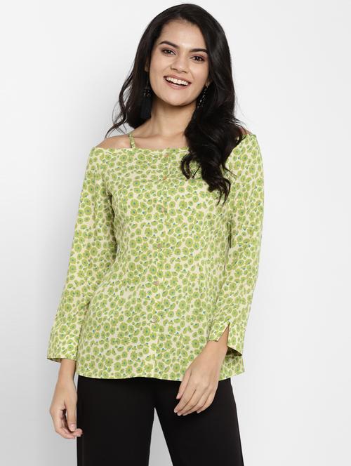 cold shoulder floral top - 18314783 - Very Small Image - 1