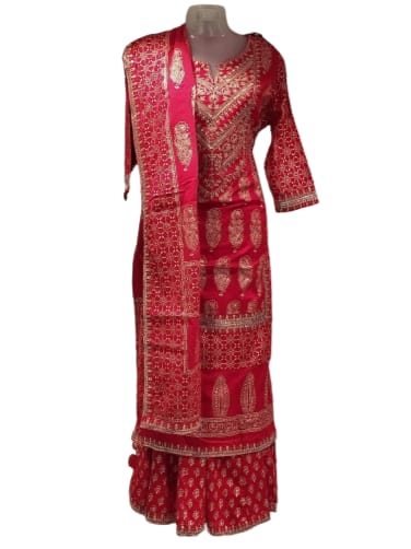 kurta palazzo with dupatta set - 18314793 - Very Small Image - 1