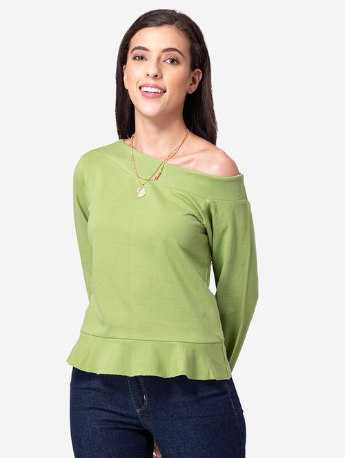 off shoulder solid sweatshirt - 18314871 - Very Small Image - 1