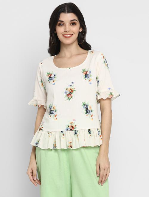 round neck floral regular top - 18314892 - Very Small Image - 1