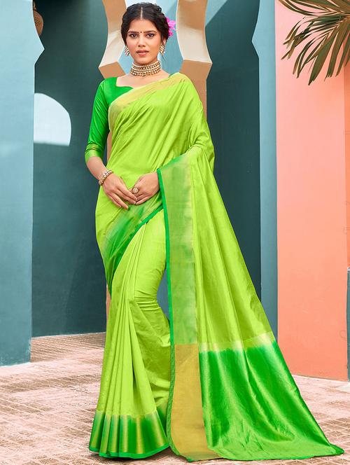green nylon saree with blouse - 18315181 - Very Small Image - 1