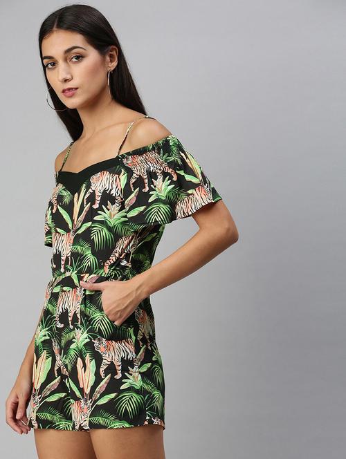 cold shoulder tropical romper - 18315186 - Very Small Image - 1