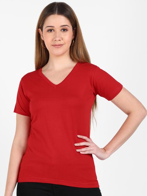 v-neck solid tee - 18315325 - Very Small Image - 1