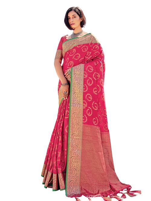 pink silk saree - 18315391 - Very Small Image - 1