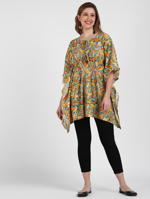 tie up neck printed kaftan top - 18315733 - Very Small Image - 1