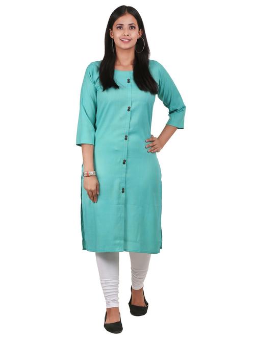 green solid straight kurta - 18316007 - Very Small Image - 1