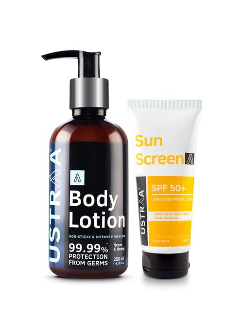 ustraa body lotion germ free - 200ml & sunscreen for men spf 50+ 100g - 18316170 - Very Small Image - 1