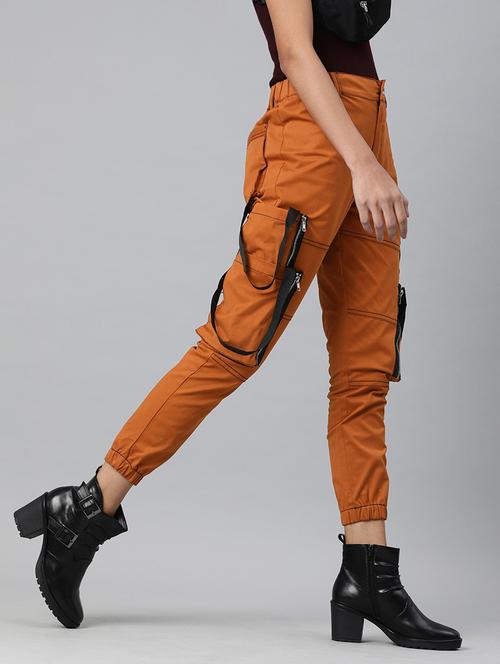 high rise solid cargos trouser - 18316328 - Very Small Image - 1