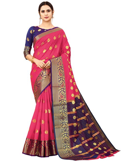 pink woven saree - 18316427 - Very Small Image - 1