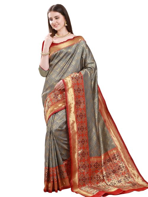 jacquard work woven saree with blouse - 18316539 - Very Small Image - 1