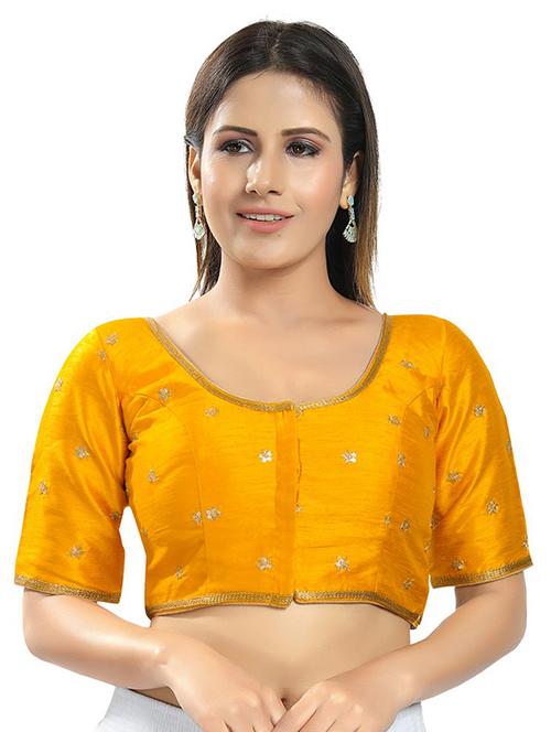 yellow silk embroidered blouse - 18317005 - Very Small Image - 1