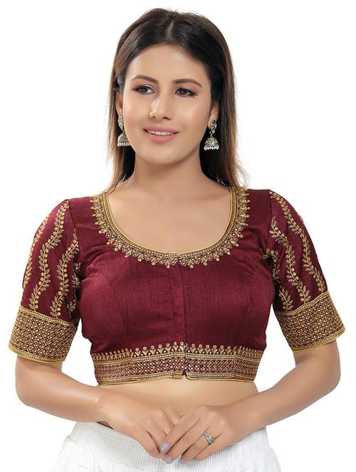 red silk embroidered blouse - 18317023 - Very Small Image - 1