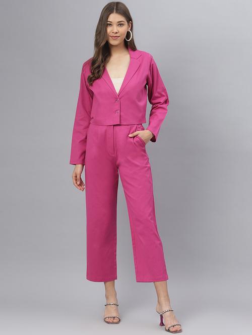 pink solid blazer and trousers set - 18317317 - Very Small Image - 1