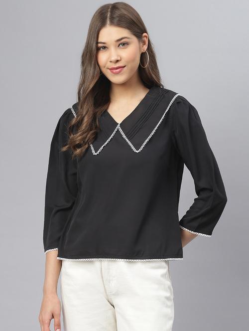 v-neck solid regular top - 18317355 - Very Small Image - 1