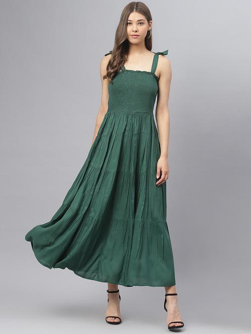 tie knot sleeved solid flared dress - 18317365 - Very Small Image - 1